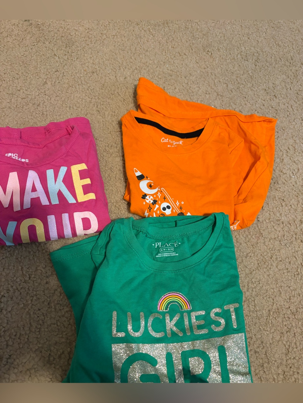 Lot of 3 T-Shirts Set new without tags - Pink, Green, Oran